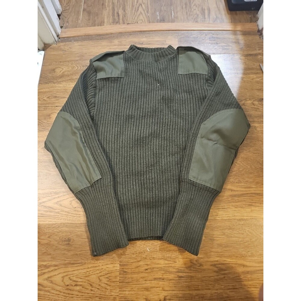 DSCP Sweater Mens Size 40 Green Wool Pullover Elbow Patch Commando Military Army